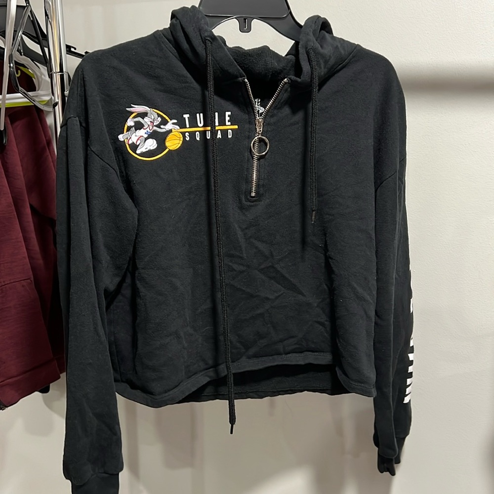 Cropped 3/4 zip hoodie